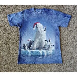 The Mountain Polar Bear Penguin T-Shirt Men's Medium Blue Short Sleeve